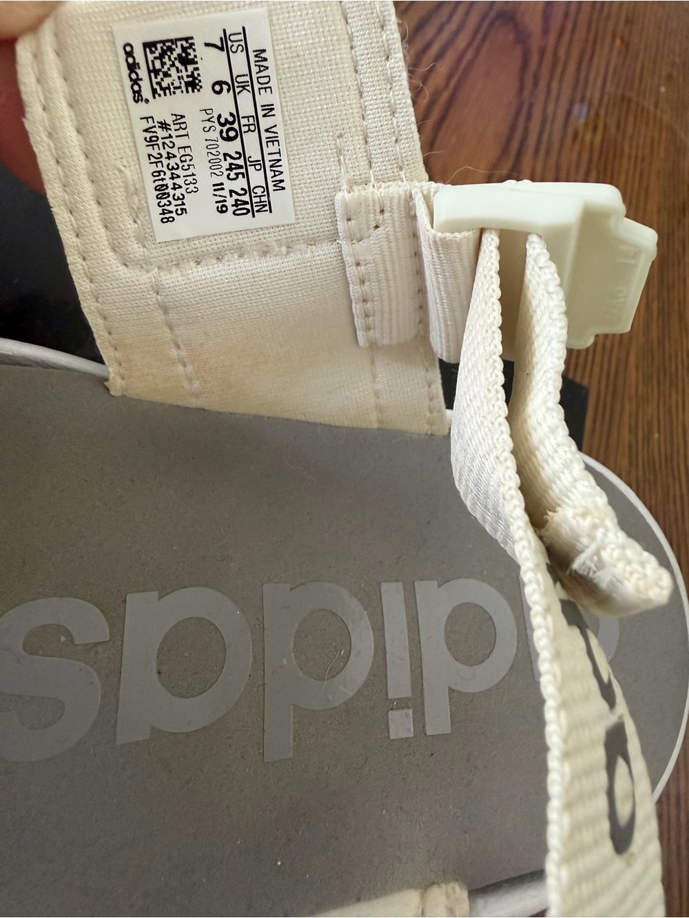 adidas Women's Beige and White Strappy Sandals - Picture 6 of 7